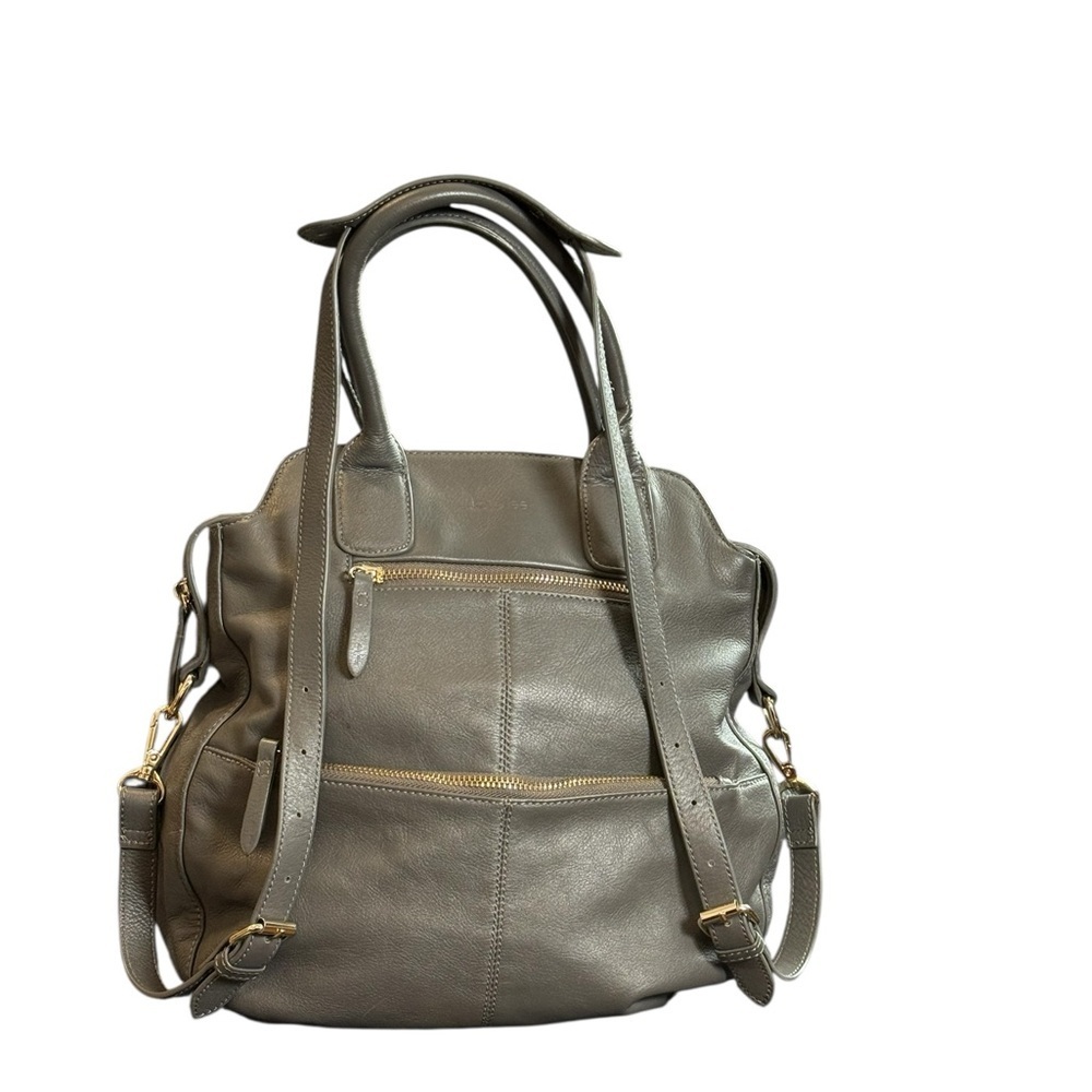kate lee Gray Parisian Leather Tote Satchel Shoulder Bag Gold Hardware - Picture 5 of 13